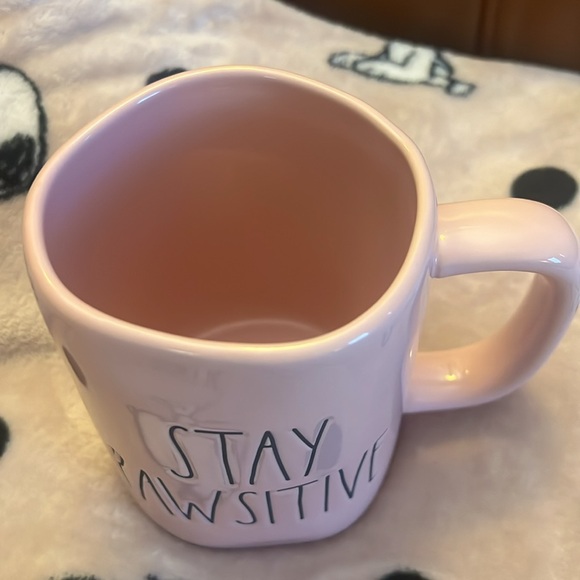RAE DUNN ’STAY PAWSITIVE’ PINK GLAZED MUG NWOT - Picture 2 of 4